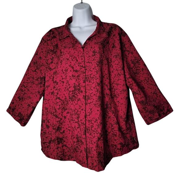 Royal Robbins Women’s XXL Red Black Floral Print Snap Front Lightweight Shirt - Picture 1 of 9